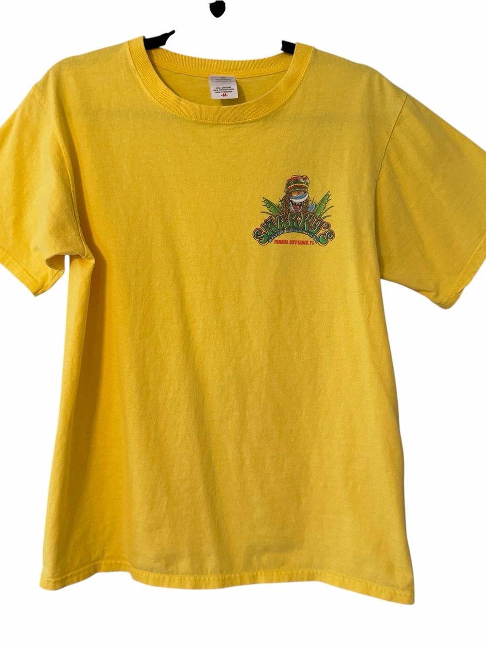 Sharky’s Yellow Graphic Shark Tiki Bar T-Shirt Men’s Size Medium